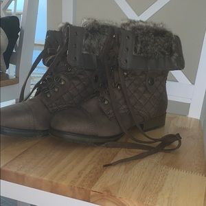 Faux Fur Combat Boot